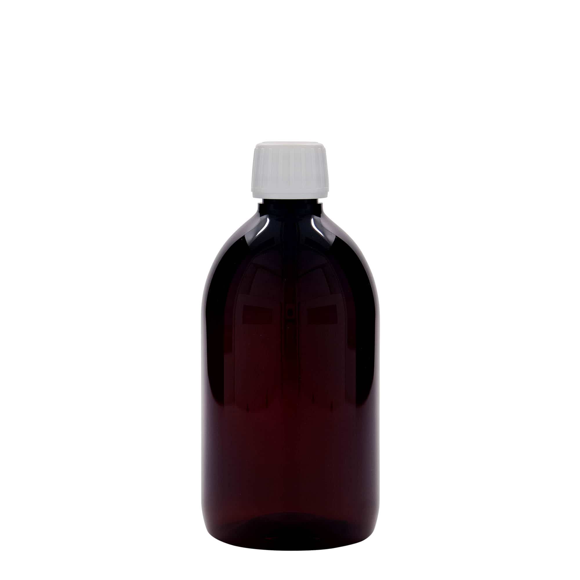 500 ml Frasco de medicamentos PET, castanho, plástico, boca: PP 28
