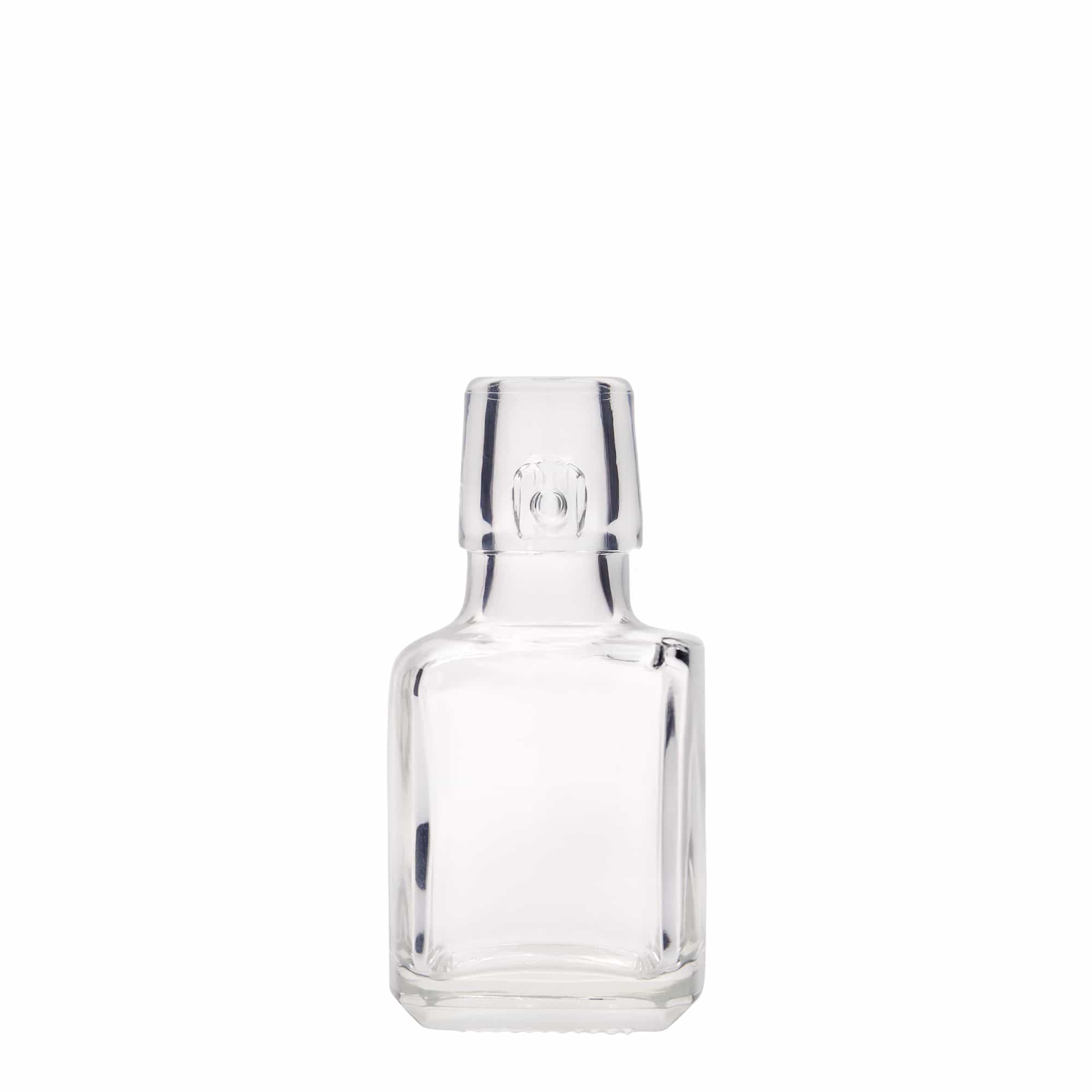 Frasco de vidro de 100 ml 'Kubica', quadrado, boca: fecho de mola