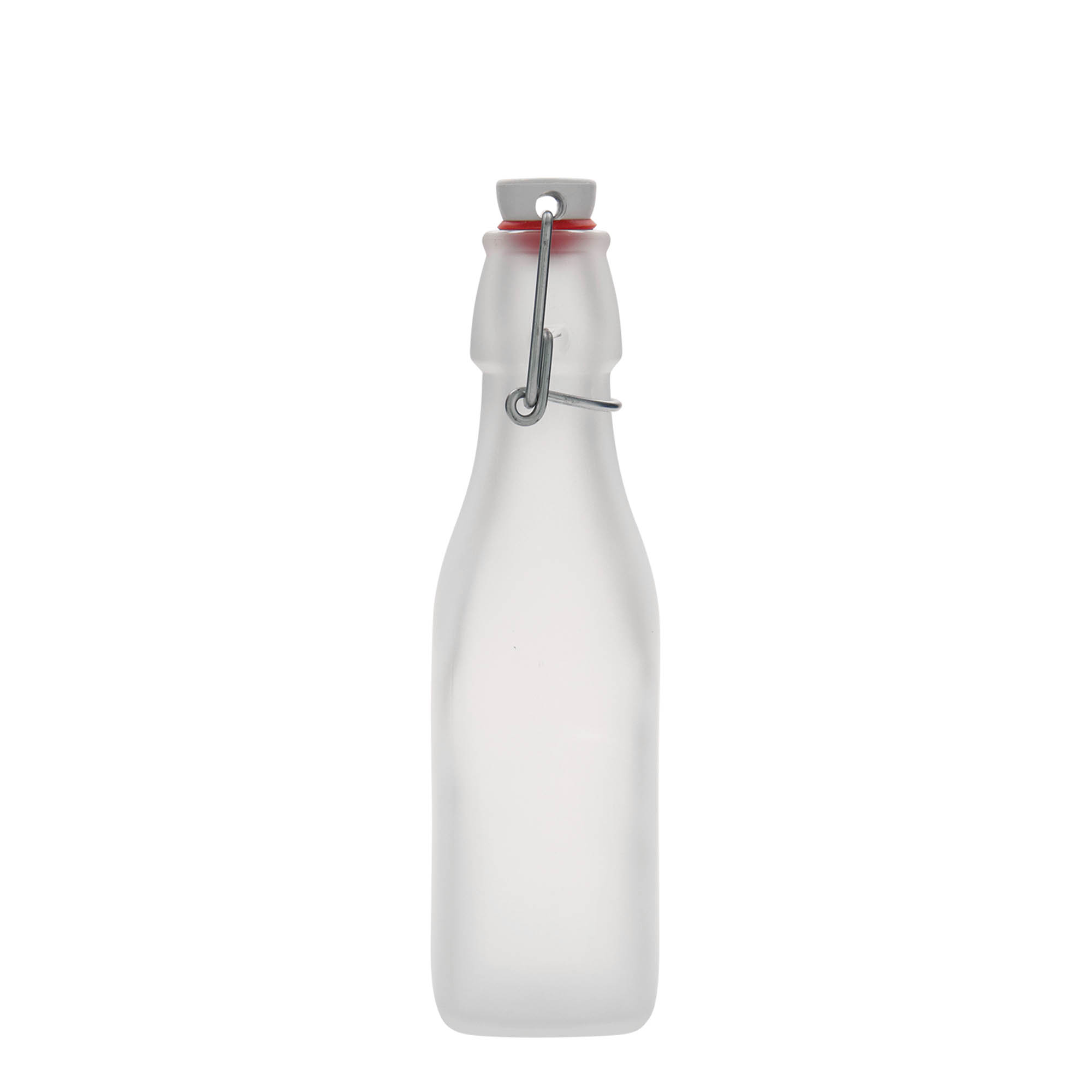Frasco de vidro de 250 ml 'Swing, quadrado, branco, boca: fecho de alavanca' Frasco de vidro de 250 ml 'Swing, quadrado, branco, boca: fecho de alavanca'
