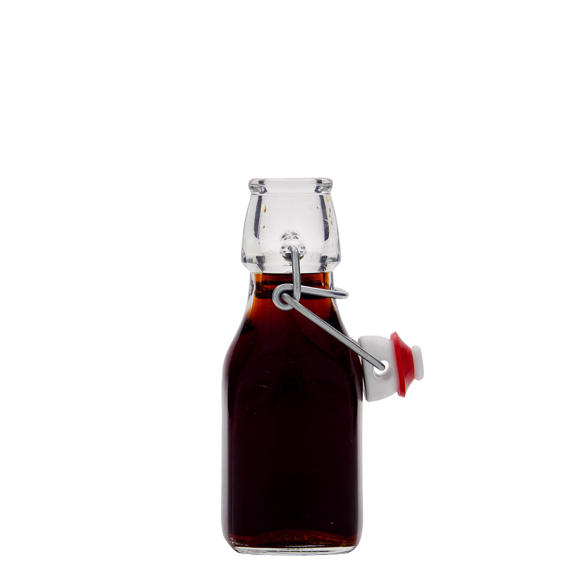 Frasco de vidro de 125 ml 'Swing', quadrado, bocal: fecho de alavanca Frasco de vidro de 125 ml 'Swing', quadrado, bocal: fecho de alavanca