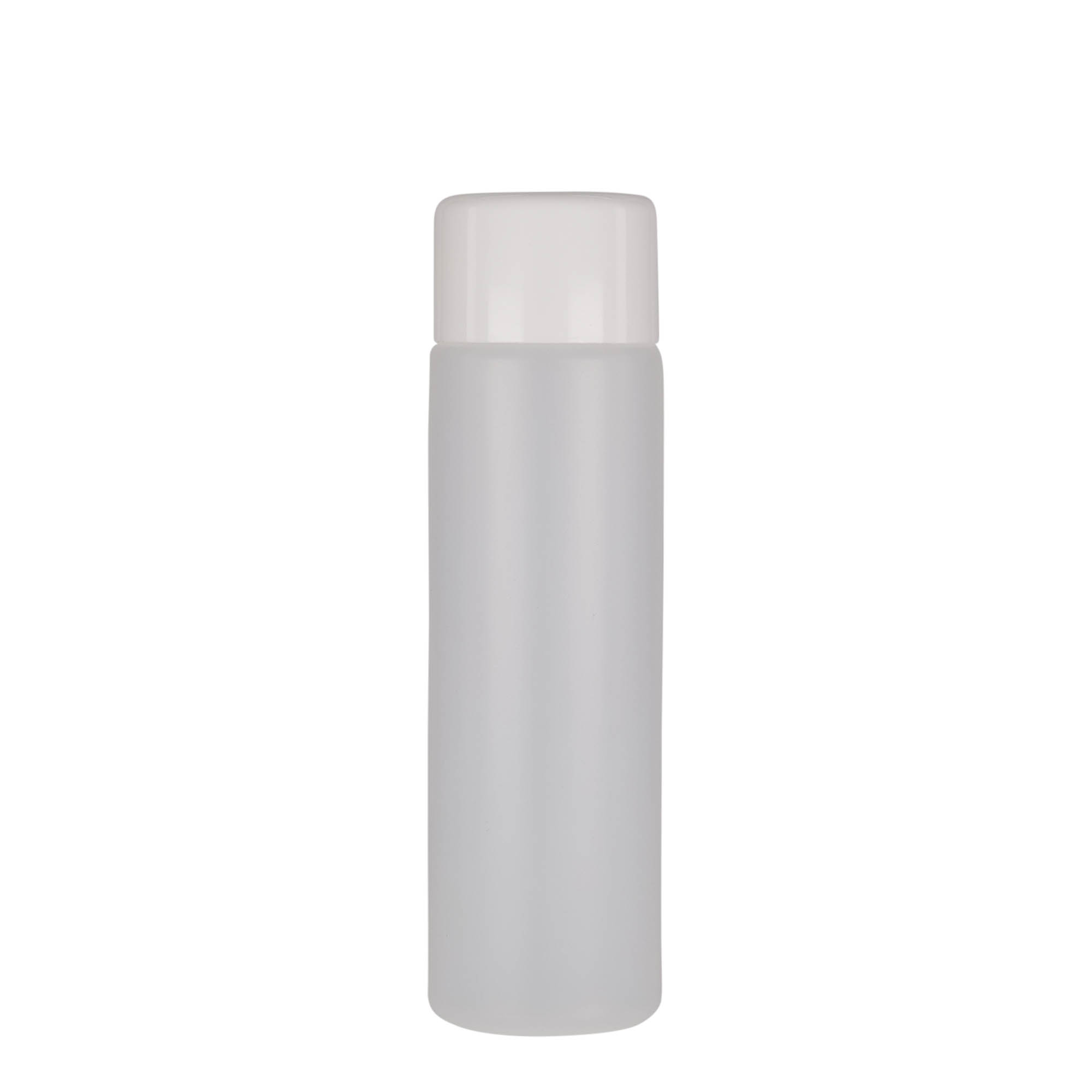 250 ml garrafa redonda, plástico PE, natural, boca: tampa de rosca