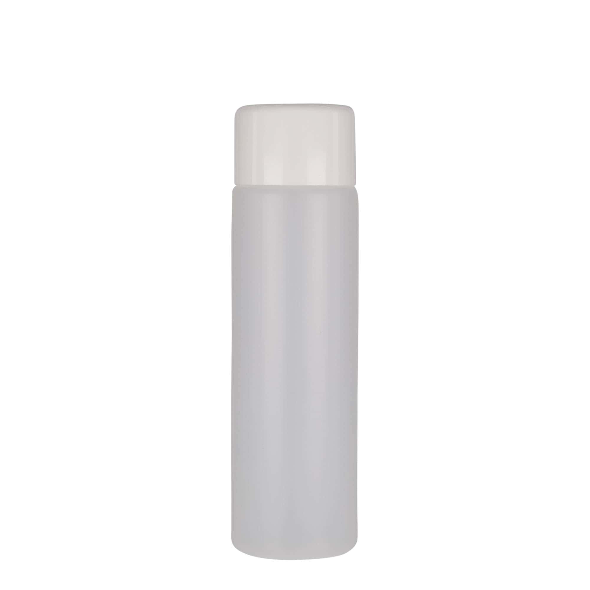250 ml garrafa redonda, plástico PE, natural, boca: tampa de rosca