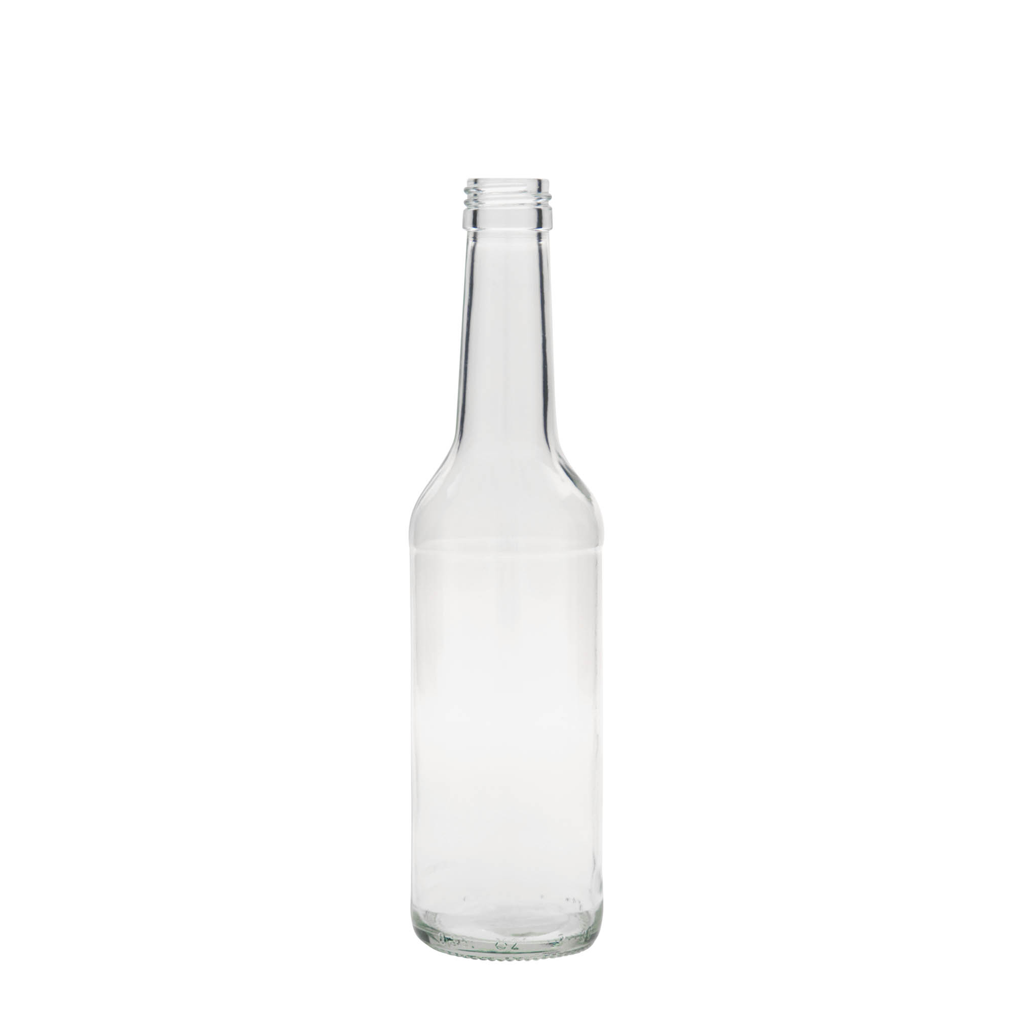 Garrafa de vidro de 350 ml com gargalo reto, boca: PP 28 Garrafa de vidro de 350 ml com gargalo reto, boca: PP 28