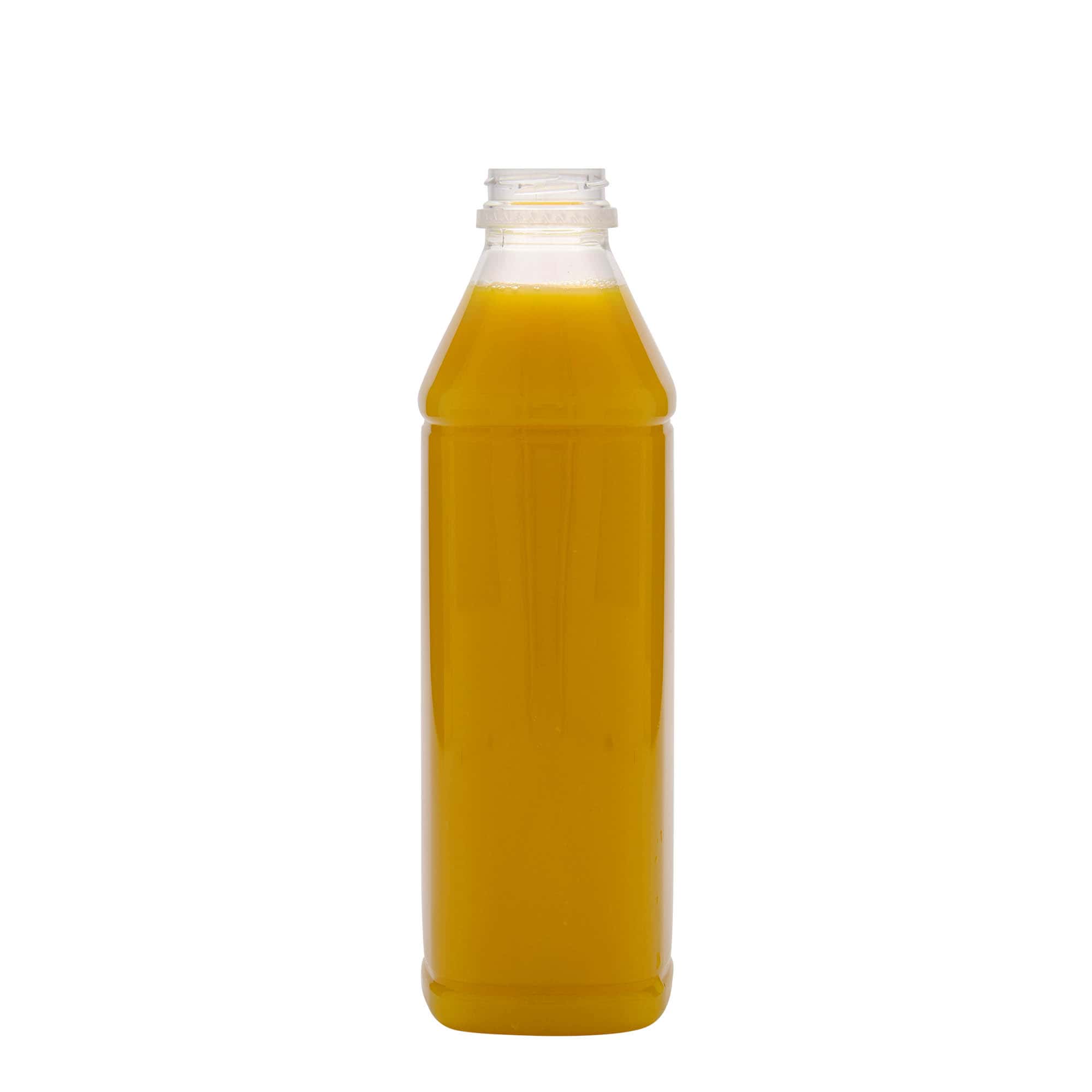 Garrafa PET 1.000 ml 'Milk and Juice Carré', quadrada, plástico, boca: 38 mm