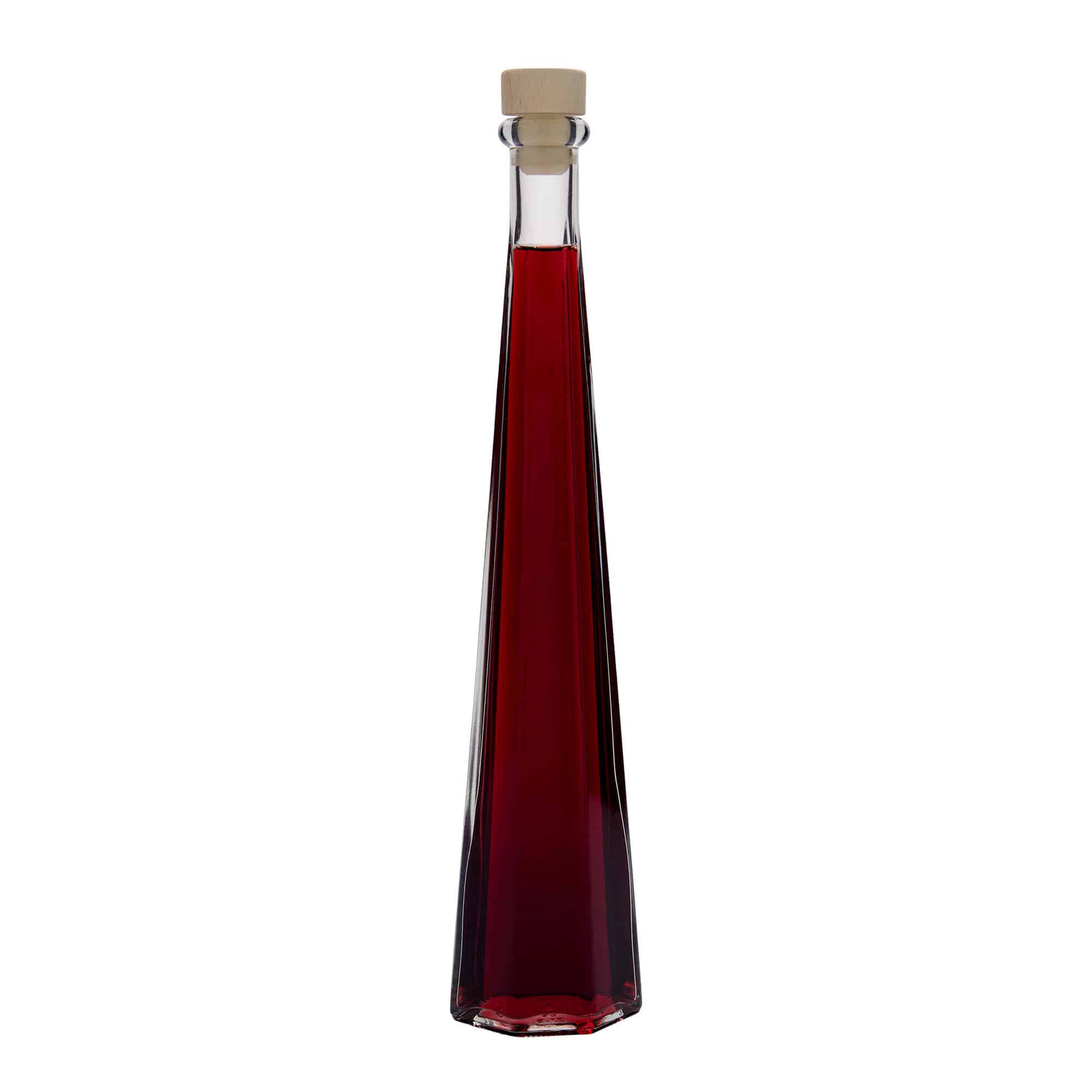 200 ml Garrafa de vidro 'Dama Sexta', hexagonal, boca: Cortiça