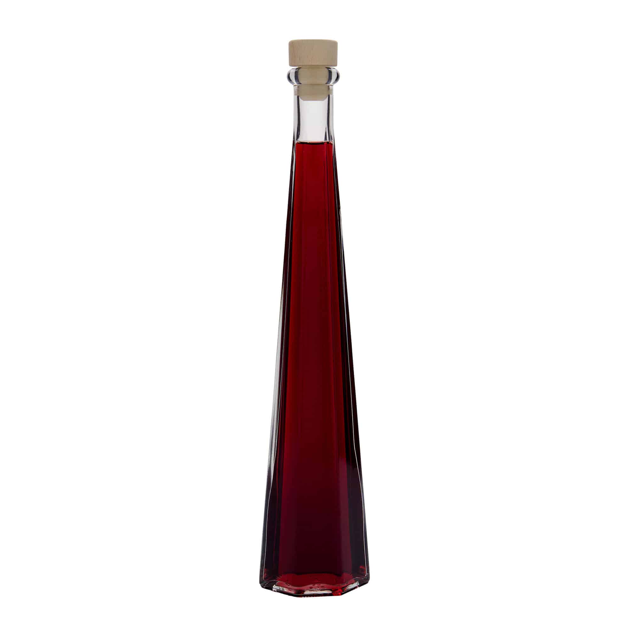 Frasco de vidro de 200 ml 'Dama Sexta', hexagonal, boca: cortiça