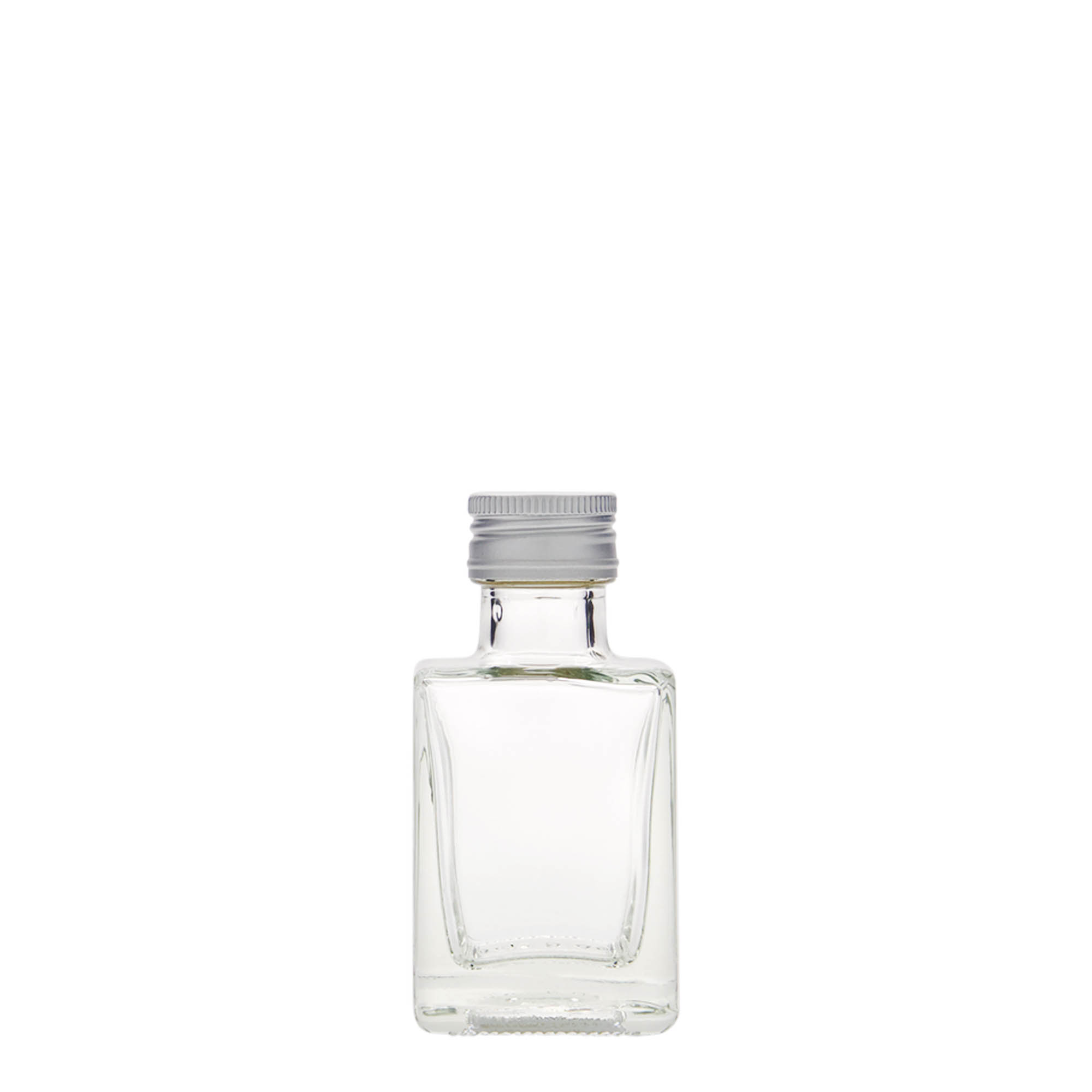 Frasco de vidro de 50 ml 'Cube', quadrado, boca: PP 24 Frasco de vidro de 50 ml 'Cube', quadrado, boca: PP 24