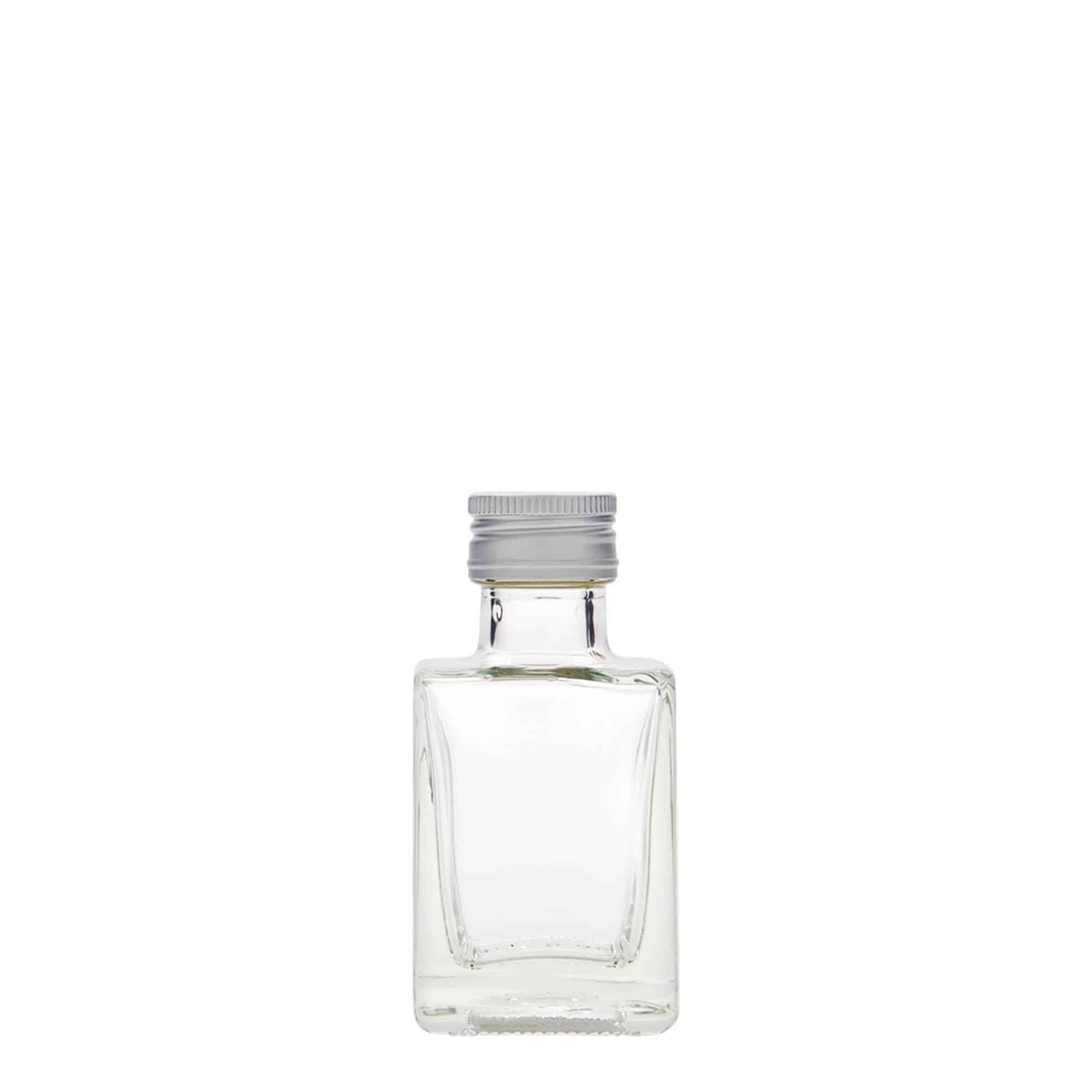 Frasco de vidro de 50 ml 'Cube', quadrado, boca: PP 24