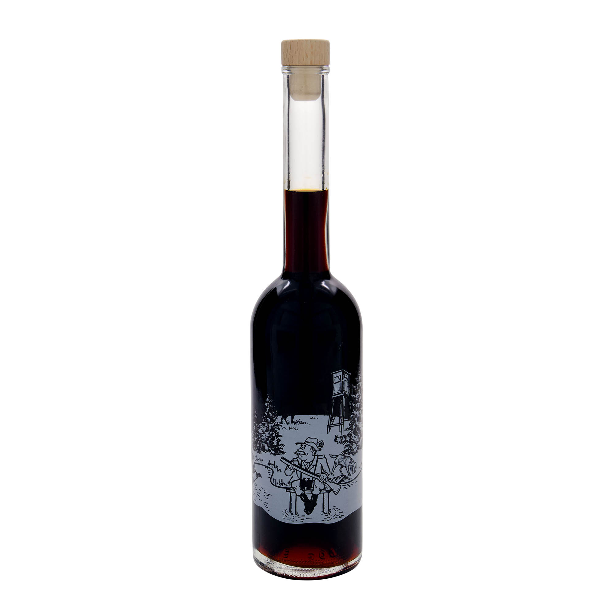 Garrafa de vidro de 500 ml 'Opera', motivo: Caçador, bocal: cortiça