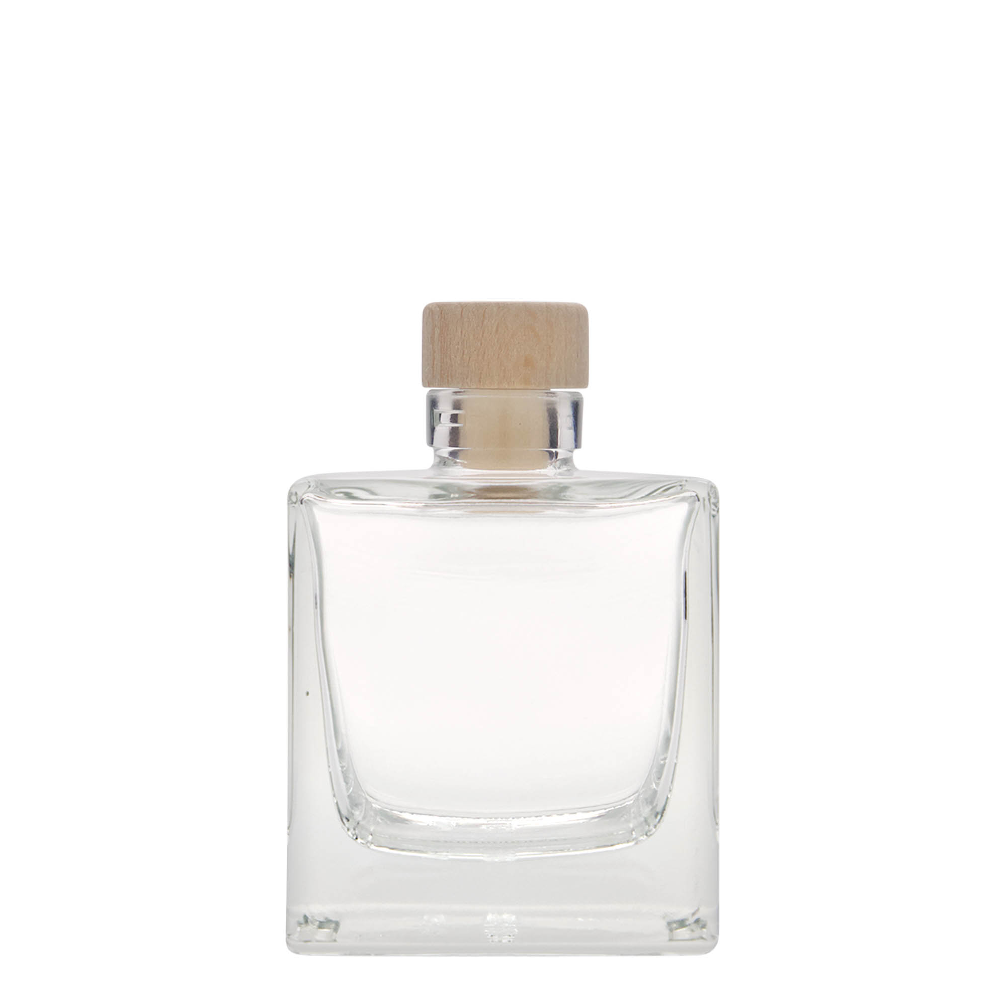 Frasco de vidro de 200 ml 'Cube', quadrado, boca: cortiça