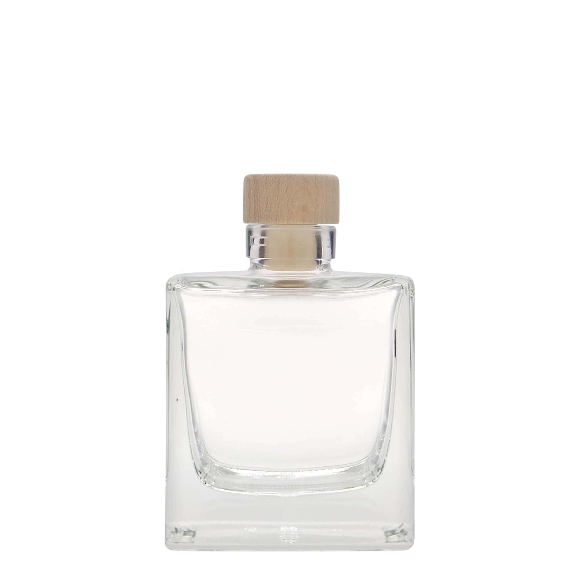 Frasco de vidro de 200 ml 'Cube', quadrado, boca: cortiça