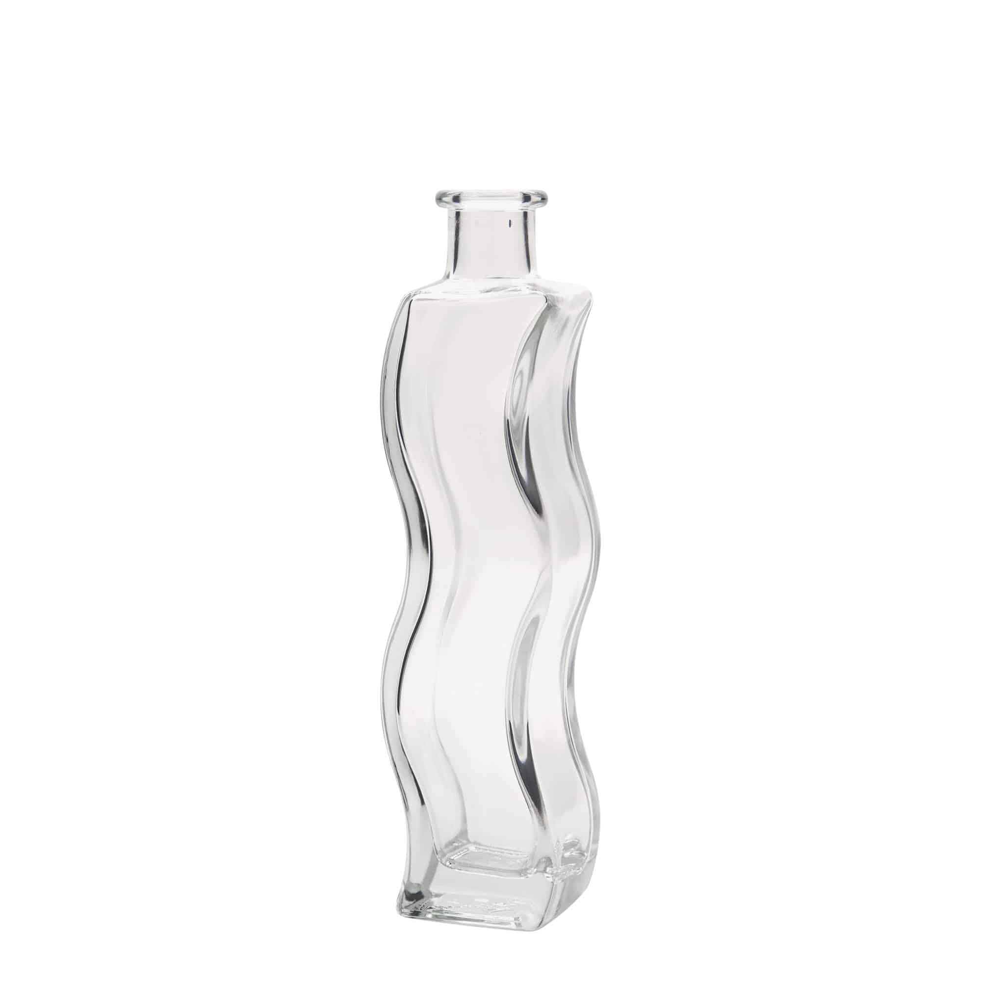 Garrafa de vidro de 200 ml 'Onda', quadrada, boca: cortiça