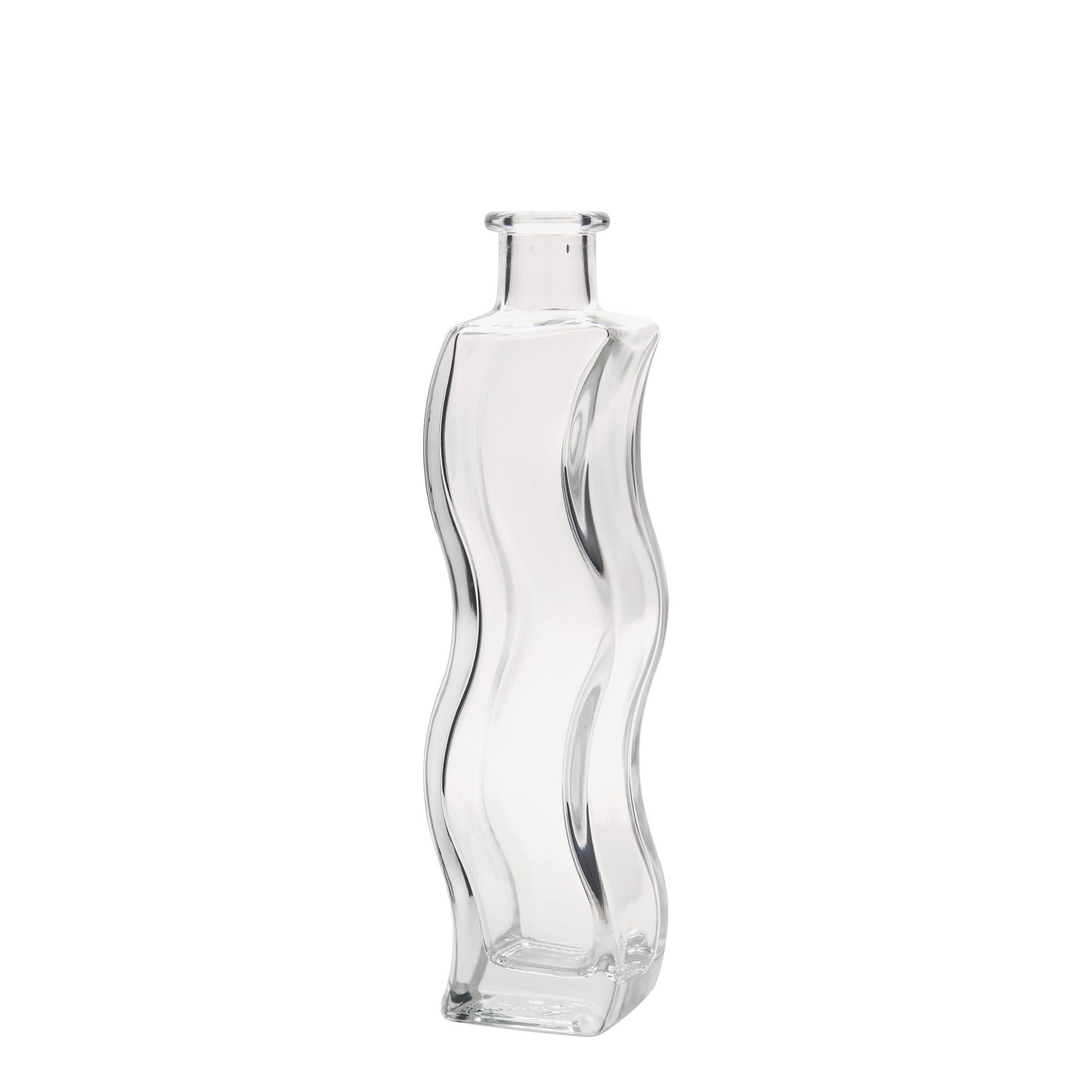 Garrafa de vidro de 200 ml 'Onda', quadrada, boca: cortiça Garrafa de vidro de 200 ml 'Onda', quadrada, boca: cortiça