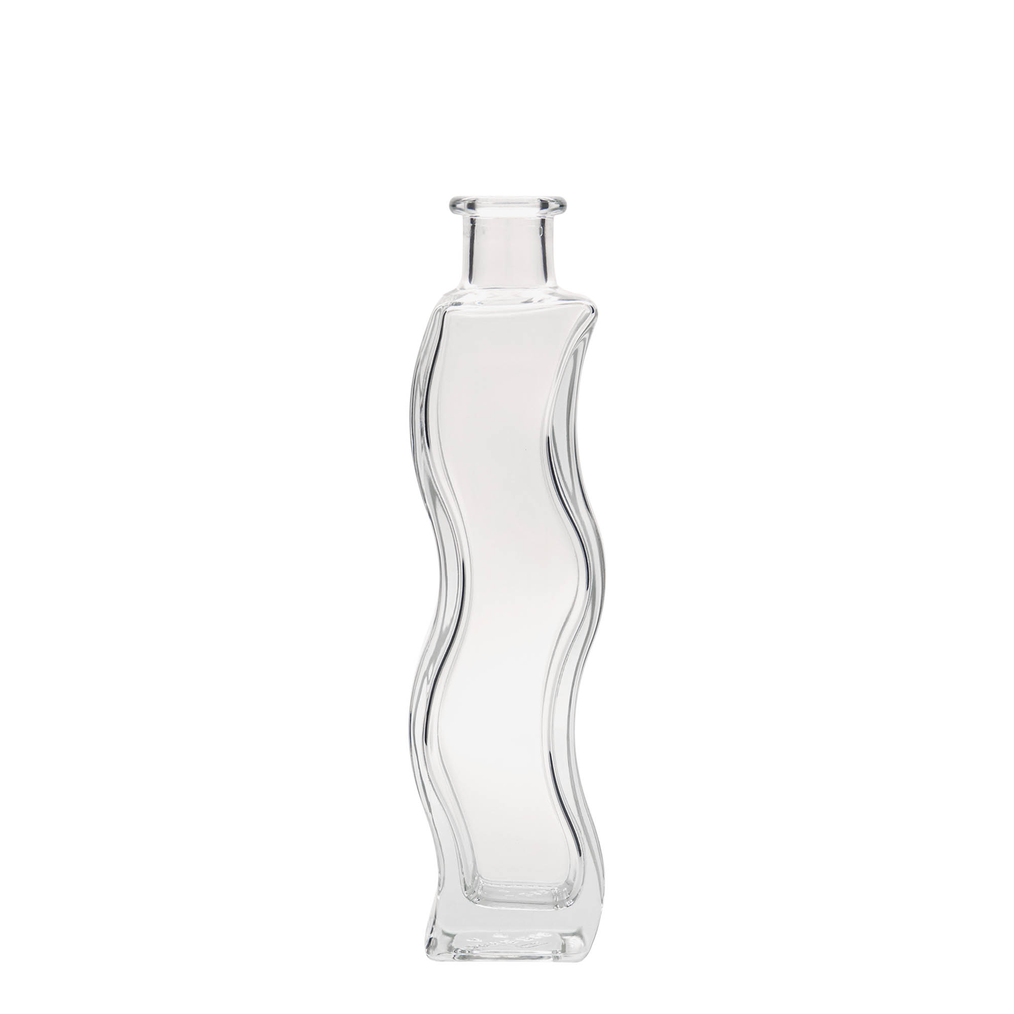 Garrafa de vidro de 200 ml 'Onda', quadrada, boca: cortiça