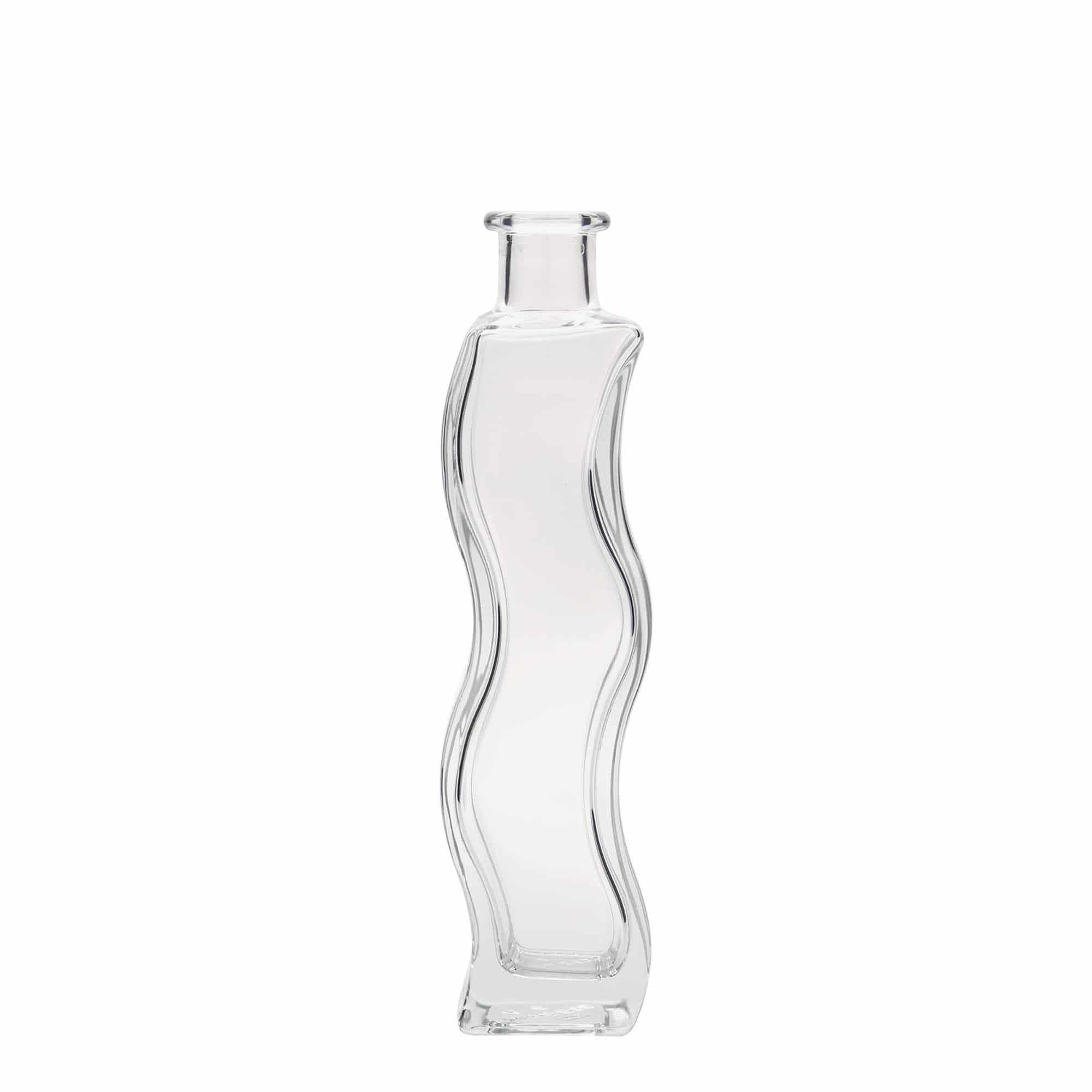 Garrafa de vidro de 200 ml 'Onda', quadrada, boca: cortiça