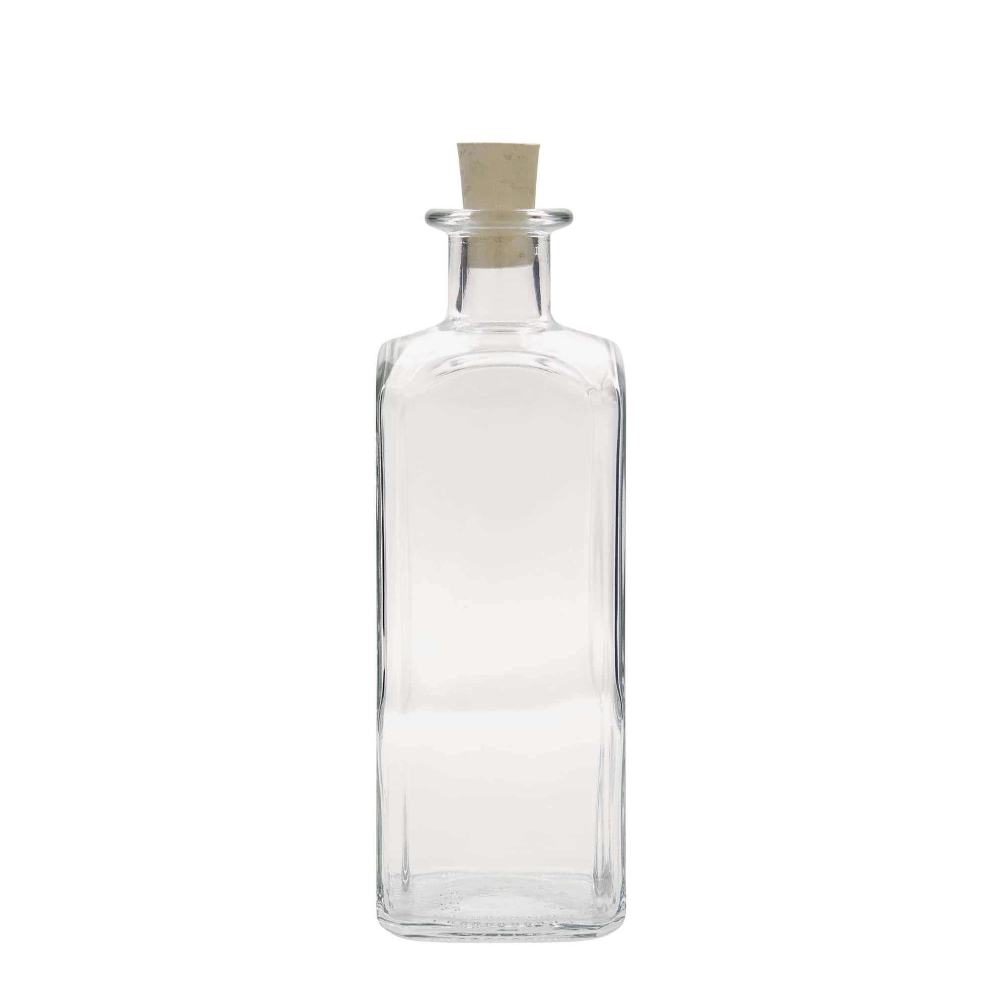 Garrafa de vidro de 500 ml Apotheker Carré, quadrada, boca: cortiça