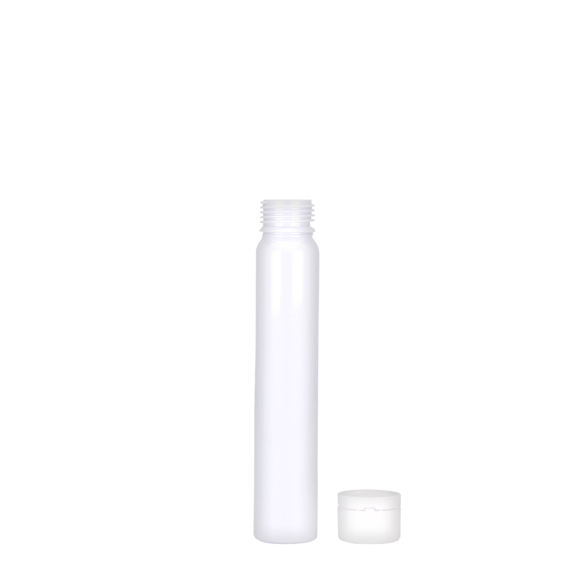 25 ml tubo PET, plástico, branco, abertura: tampa de rosca