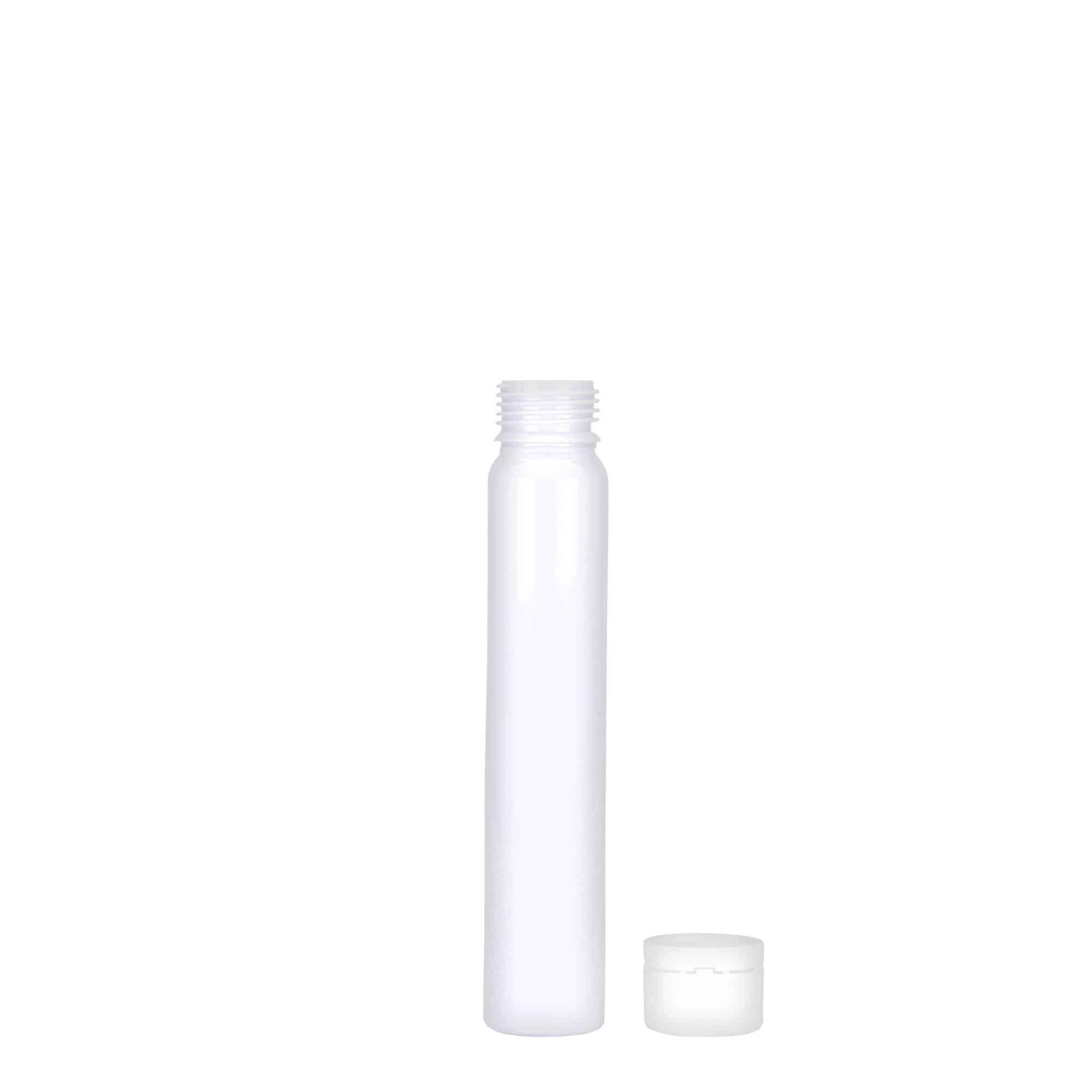 25 ml tubo PET, plástico, branco, abertura: tampa de rosca