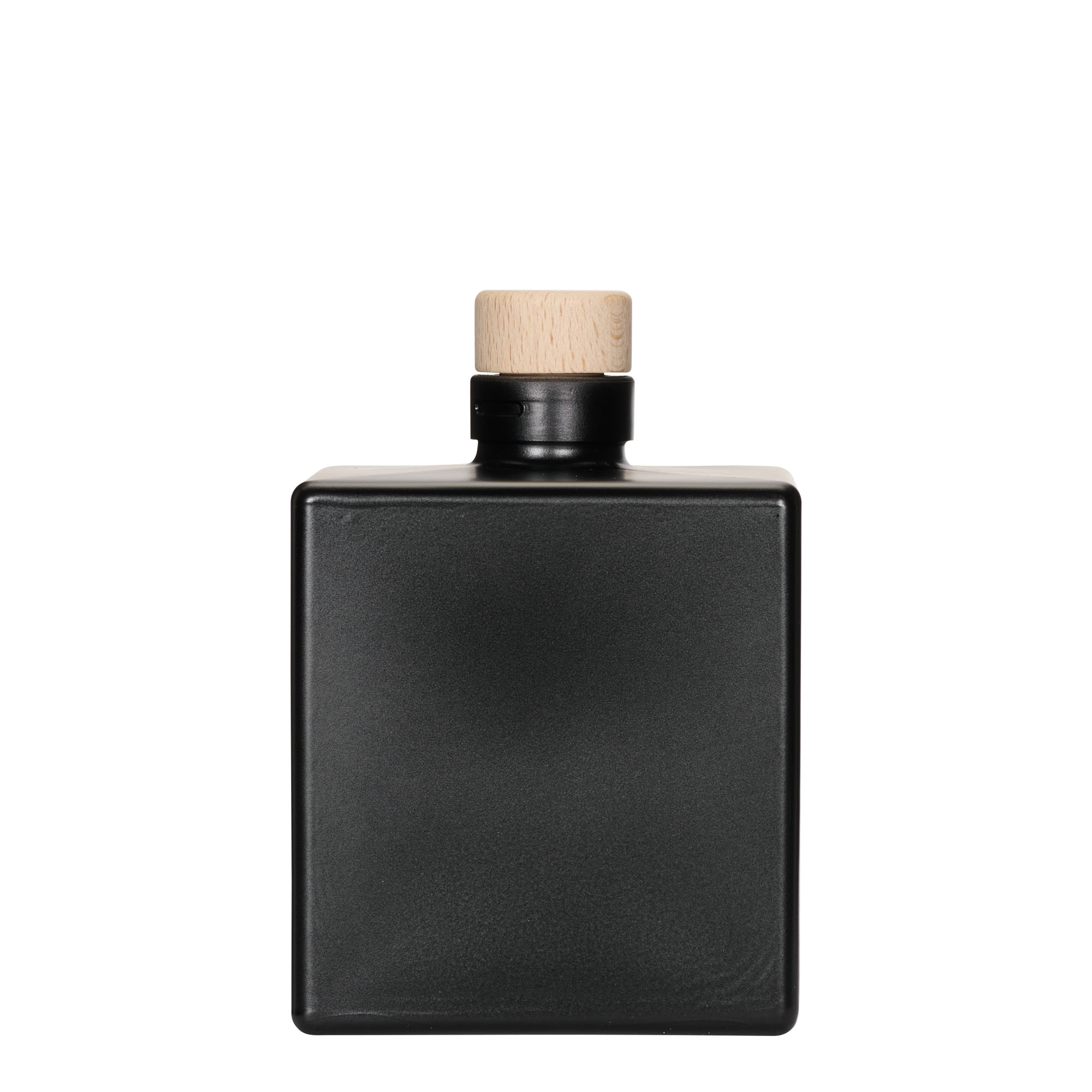 Frasco de vidro de 500 ml 'Cube', quadrado, preto, boca: cortiça
