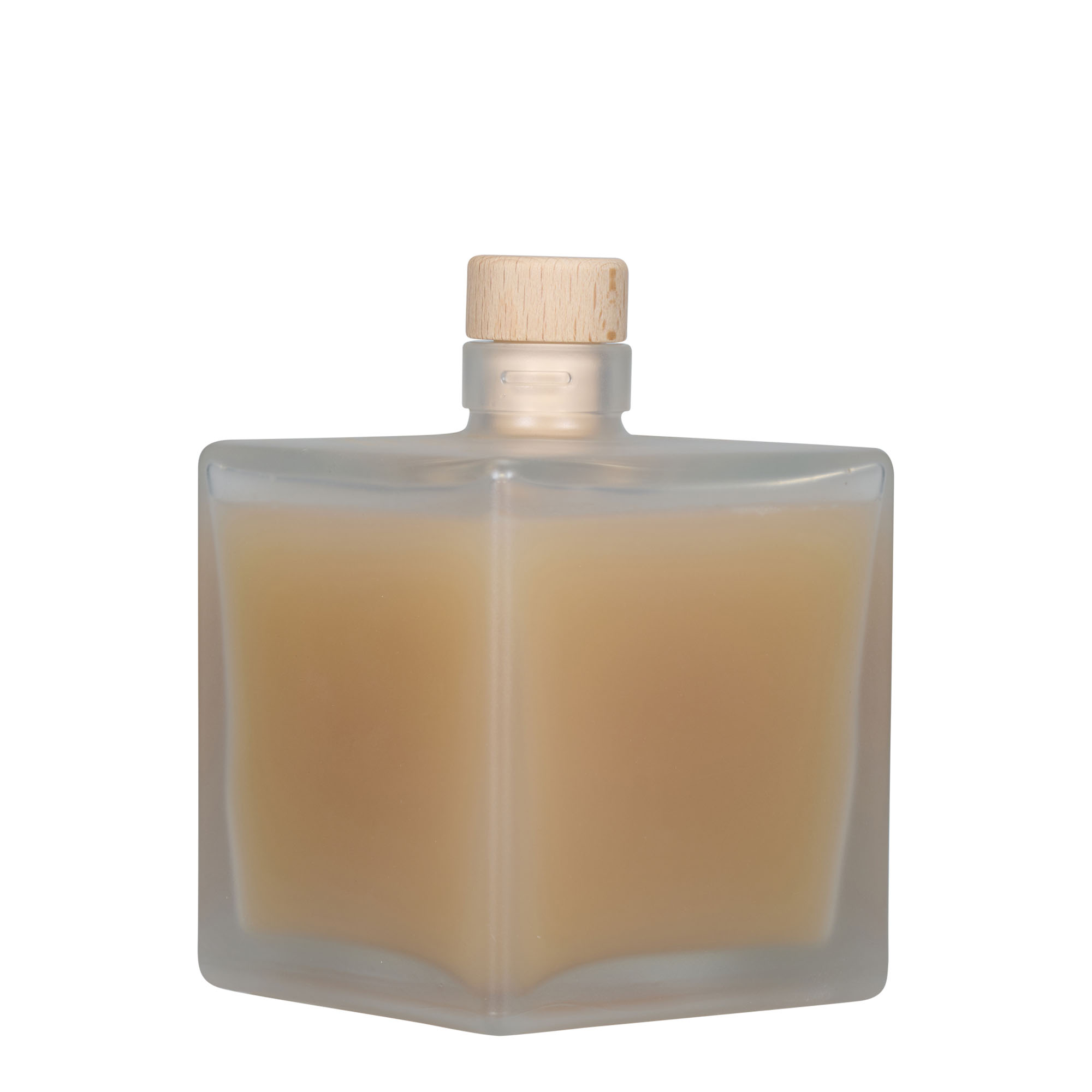 Garrafa de vidro de 500 ml 'Cube', quadrada, gelo, boca: cortiça
