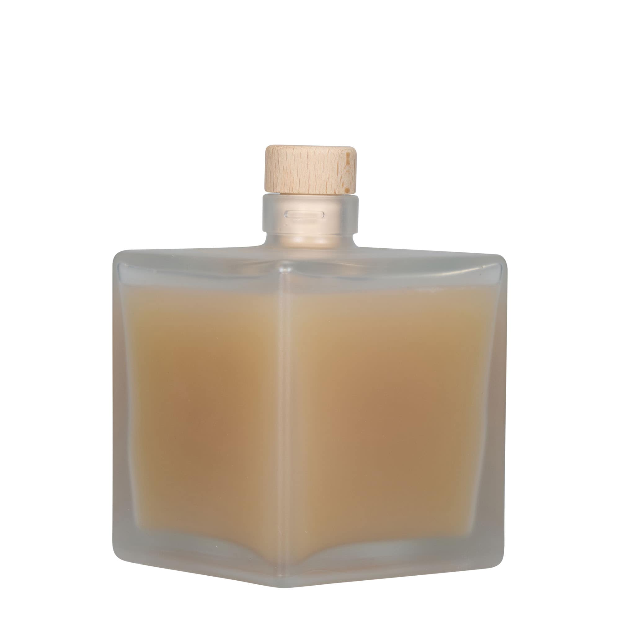 Garrafa de vidro de 500 ml 'Cube', quadrada, gelo, boca: cortiça