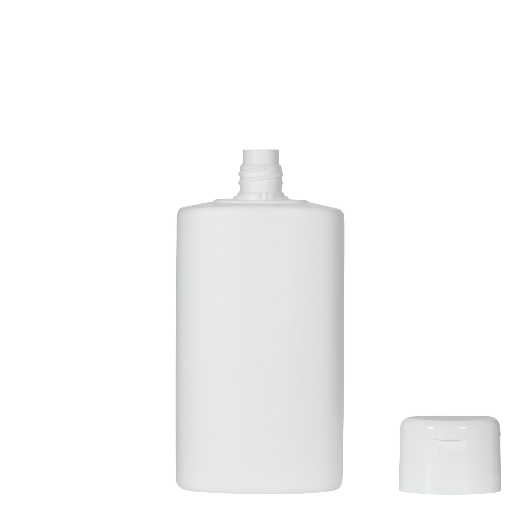Frasco de plástico de 250 ml 'Indy', oval, HDPE, branco, abertura: tampa de rosca