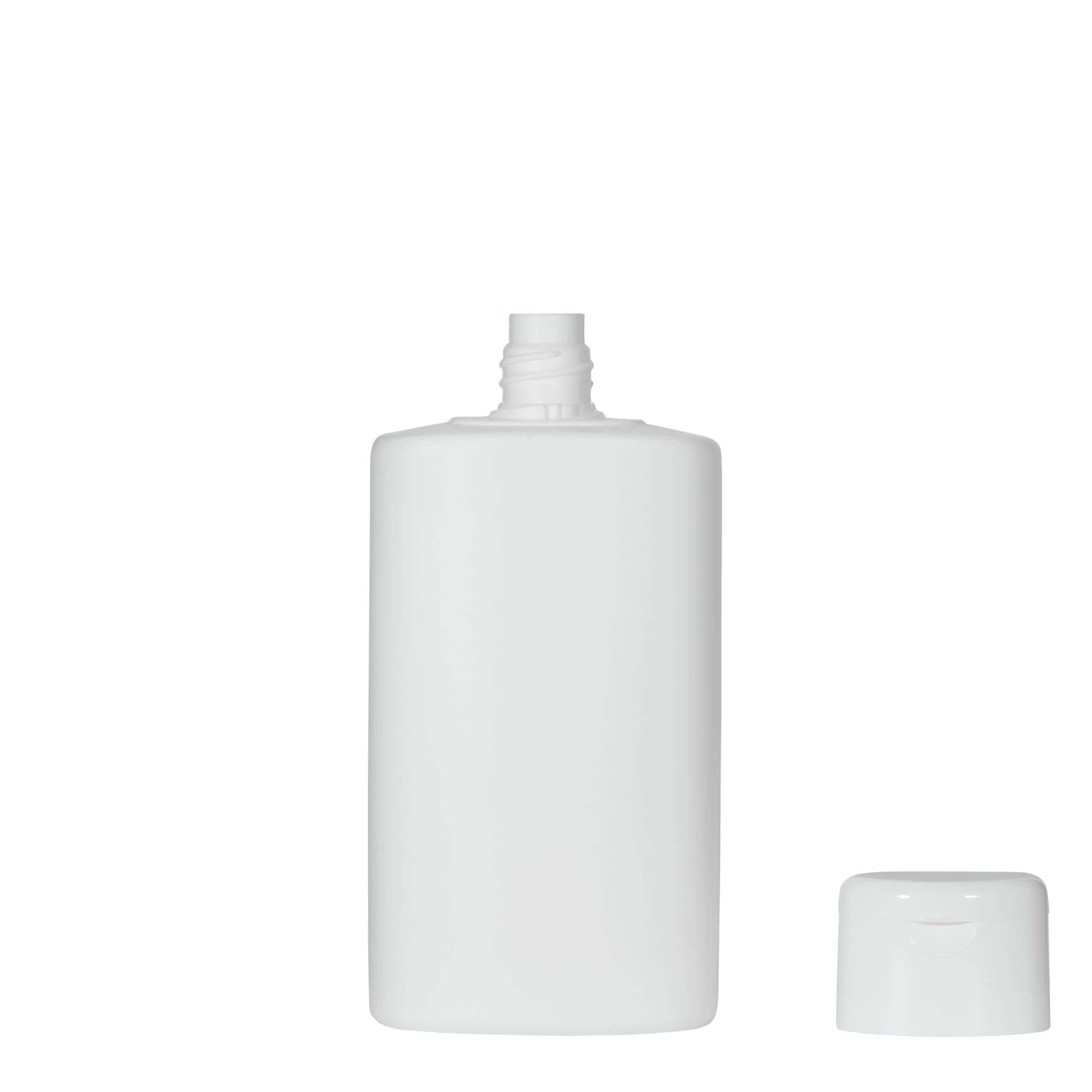 Frasco de plástico de 250 ml 'Indy', oval, HDPE, branco, abertura: tampa de rosca