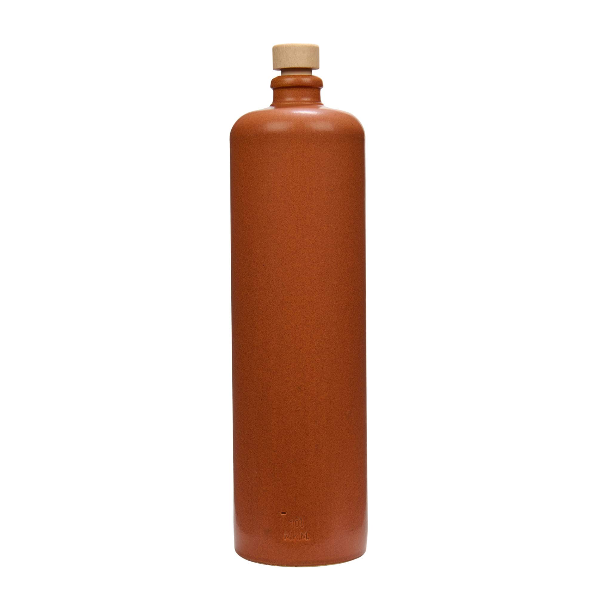 1.000 ml cântaro de barro, grés, vermelho-acastanhado, boca: cortiça