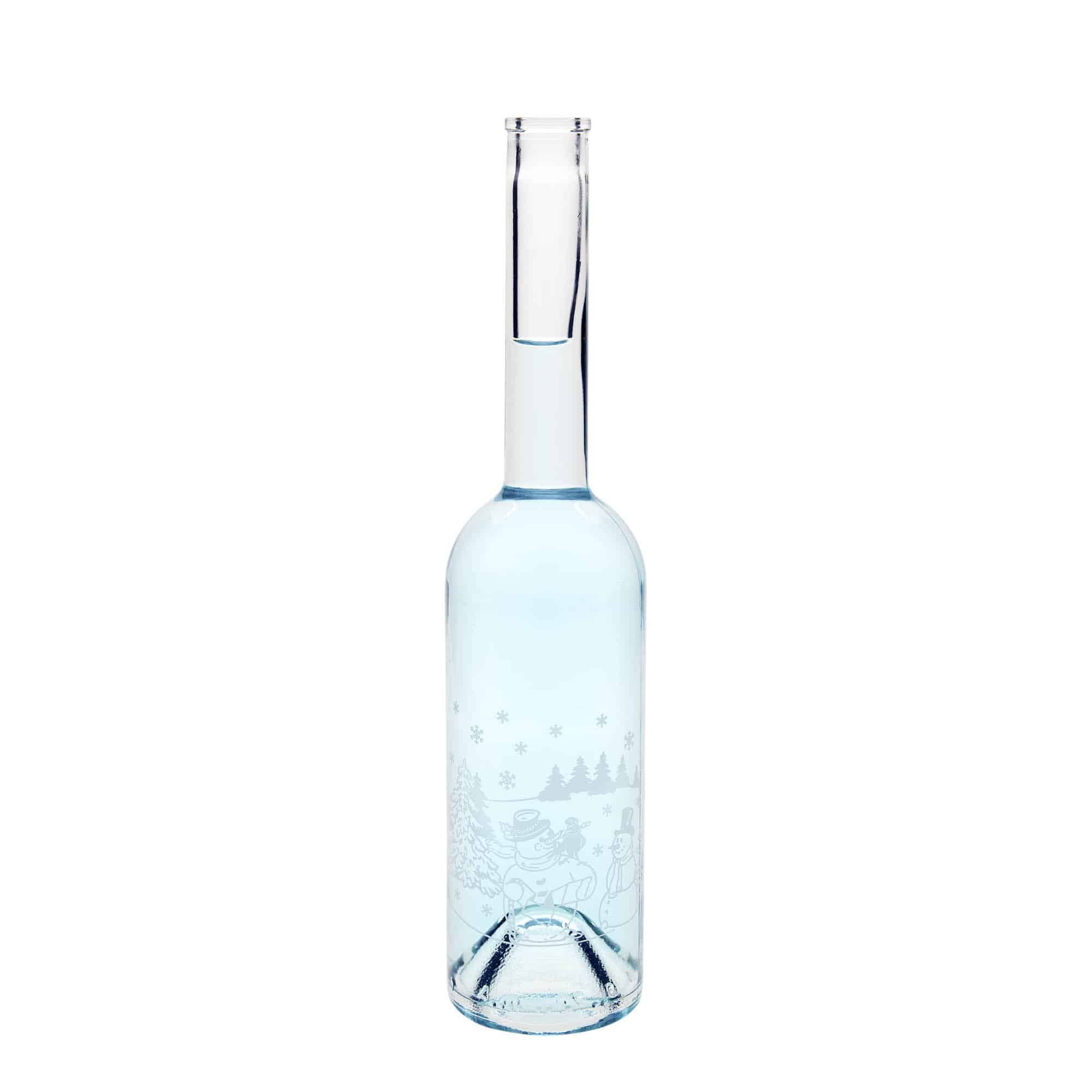 Garrafa de vidro de 500 ml 'Opera', motivo: garrafa de boneco de neve, boca: cortiça