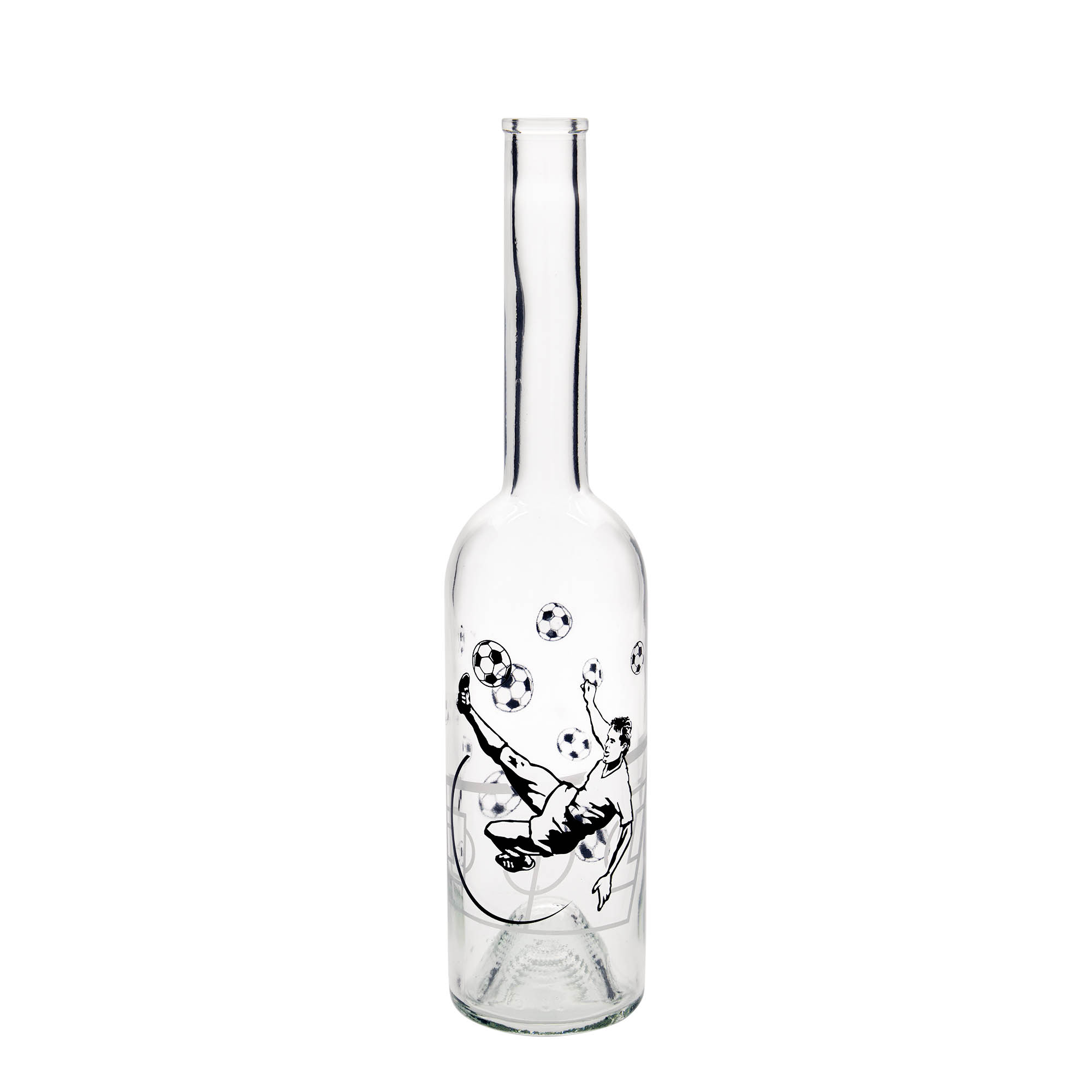 Garrafa de vidro de 500 ml 'Ópera', motivo: Jogador de futebol, bocal: cortiça Garrafa de vidro de 500 ml 'Ópera', motivo: Jogador de futebol, bocal: cortiça