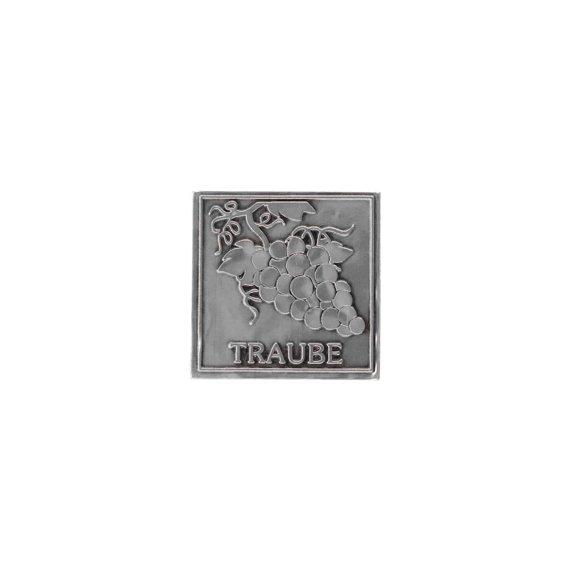 Etiqueta de estanho 'Uva', quadrada, metal, prateado Etiqueta de estanho 'Uva', quadrada, metal, prateado