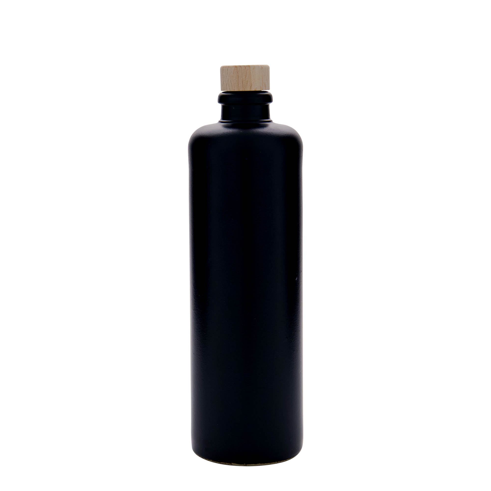 Jarro de barro 500 ml, faiança, preto, boca: cortiça