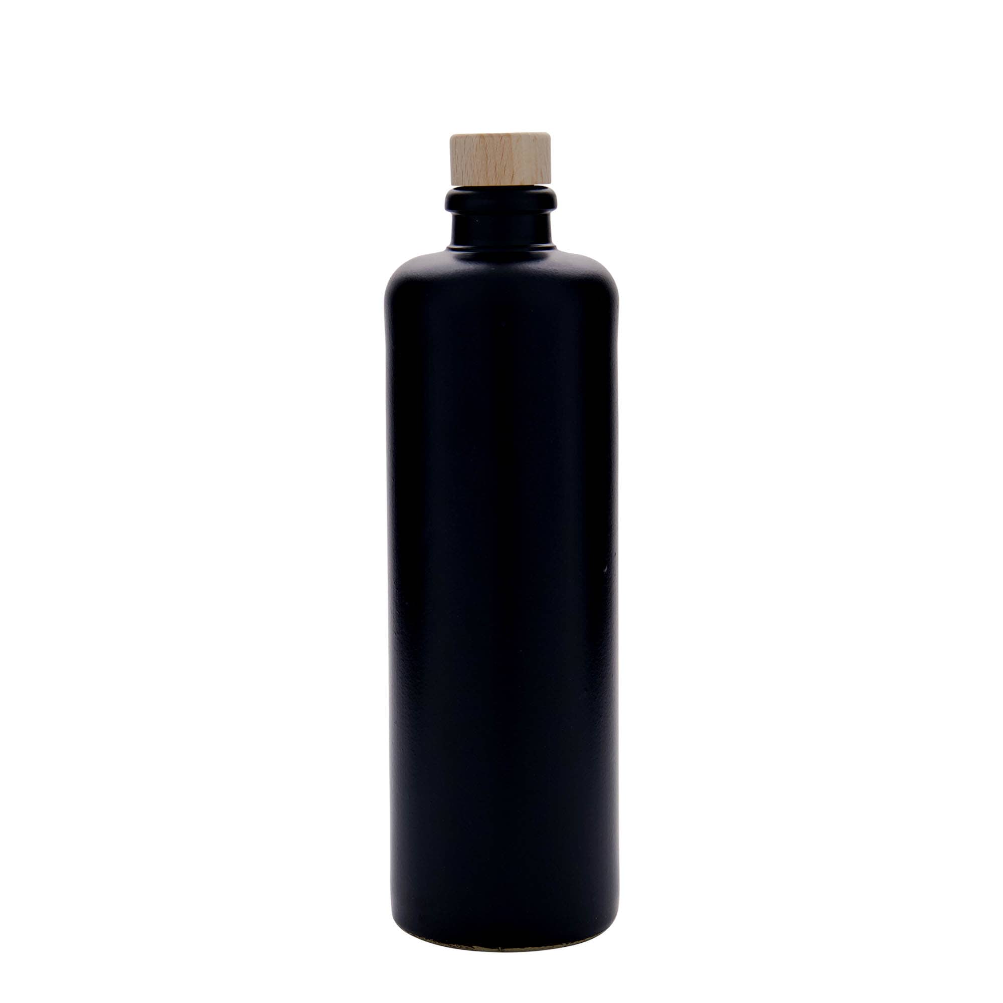 Jarro de barro 500 ml, faiança, preto, boca: cortiça