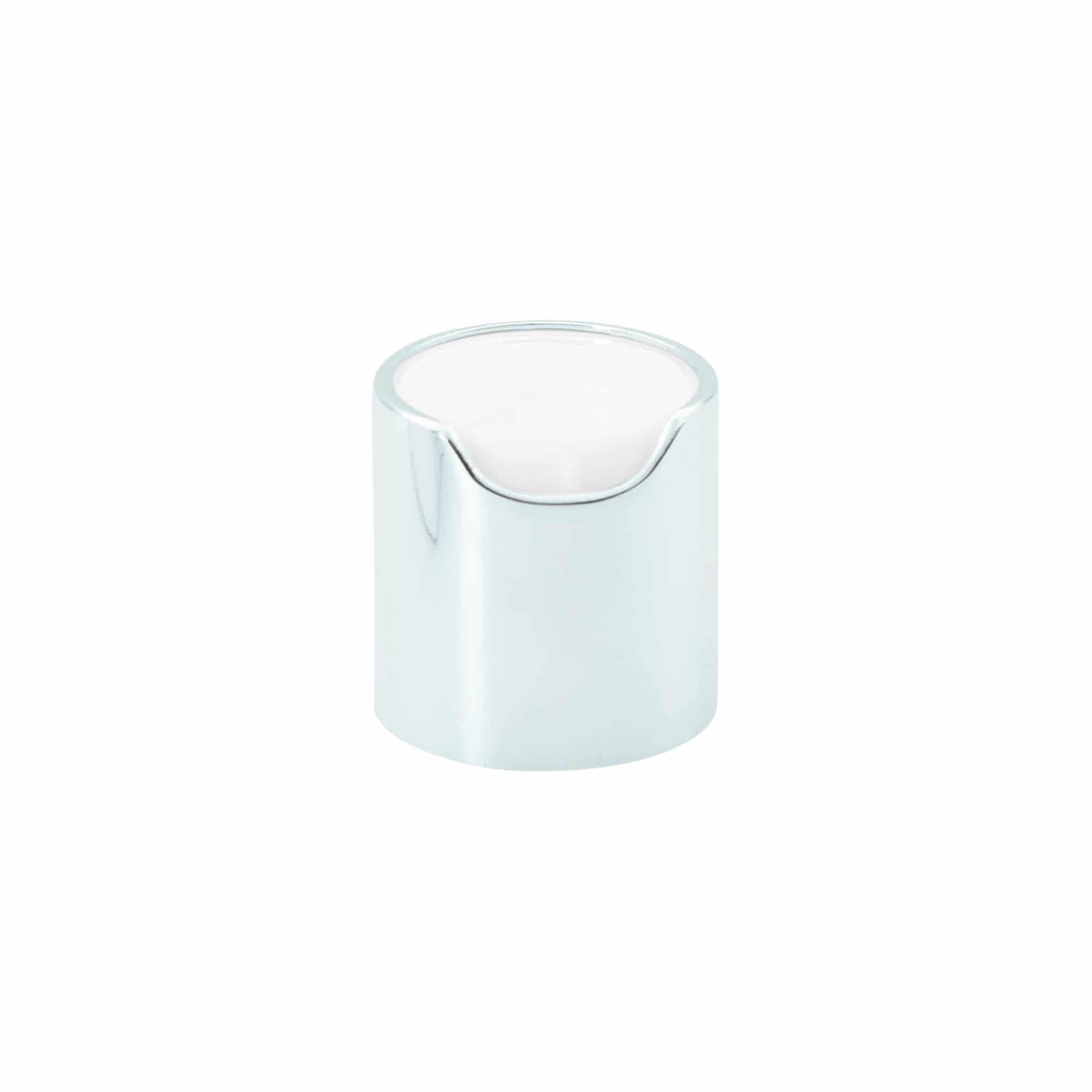 Tampa de rosca Disc Top, plástico PP, prateada, para bocal: 24/410